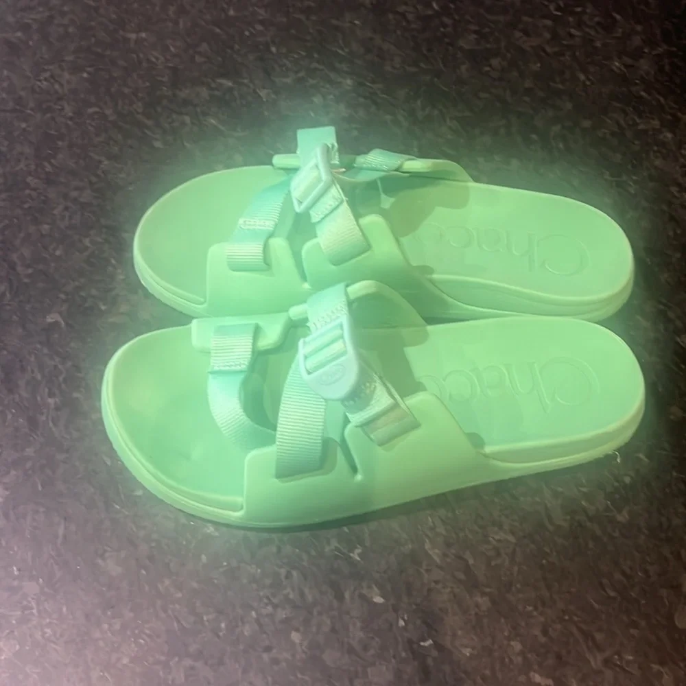 Kids Mint Green CHACO Slide Sandals